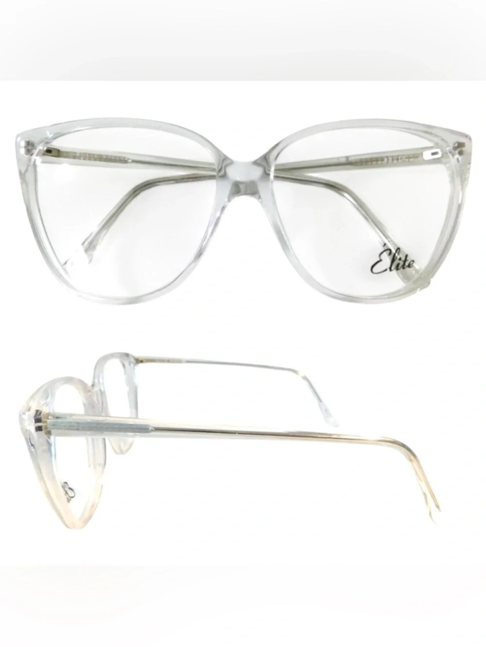 1980’s Vintage‎ Cateye Eyeglasses in a Clear, Oversized, Deadstock/Unworn